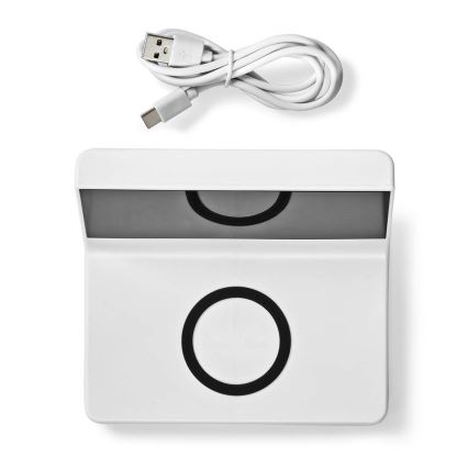 Alarm clock med LCD display and wireless charger 15W/230V vit