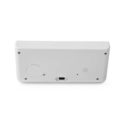 Väckarklocka med LCD-display och trådlös laddare 15W/5V + 1xCR2032 vit