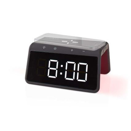 Alarm clock med LCD display and wireless charger 15W/230V svart