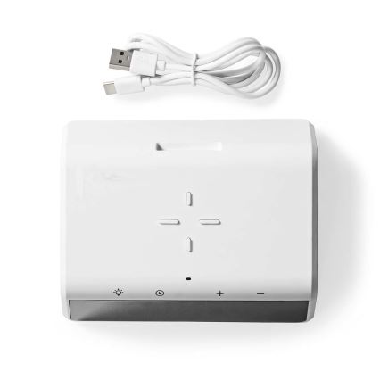 Alarm clock med LCD display and wireless charger 15W/230V vit