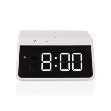 Väckarklocka med LCD display och trådlös laddare 15W/230V 1x CR2032 vit