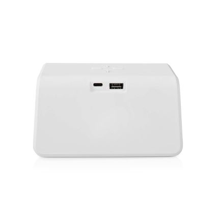 Väckarklocka med LCD display och trådlös laddare 15W/230V 1x CR2032 vit