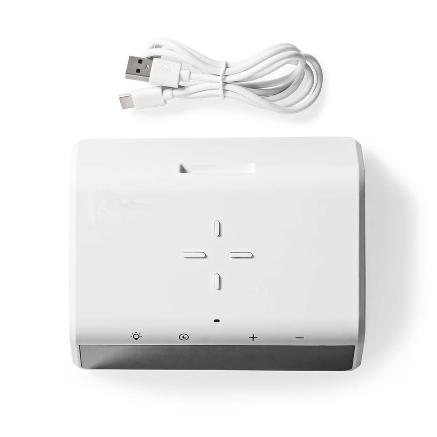 Väckarklocka med LCD display och trådlös laddare 15W/230V 1x CR2032 vit