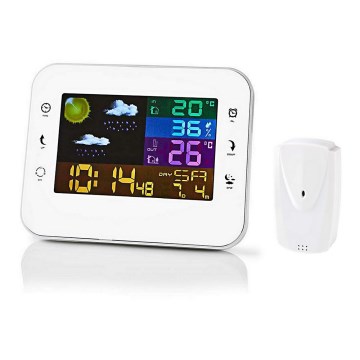 Nedis WEST402WT - Väderstation med färgglad LCD-skärm 230V vit