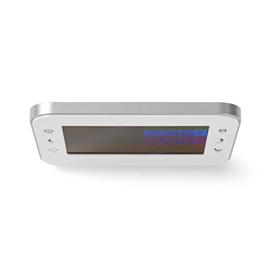 Nedis WEST402WT - Väderstation med färgglad LCD-skärm 230V vit