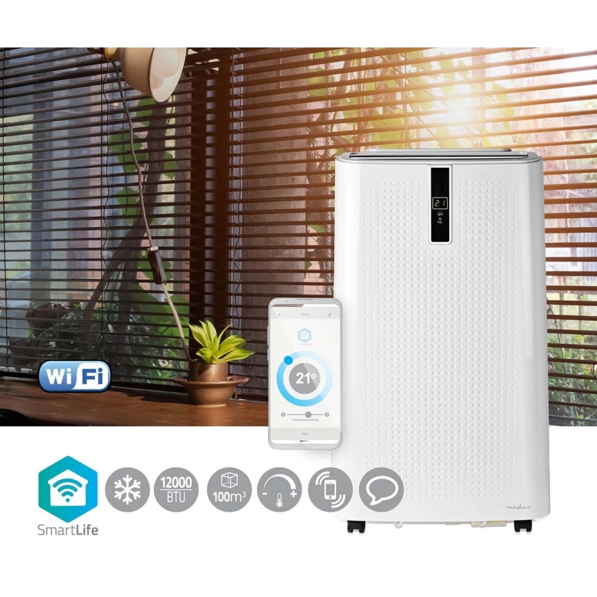 Smart mobil luftkonditionering 3i1 med kompletta tillbehör 1357W/230V 12000 BTU Wi-Fi + fjärrkontroll