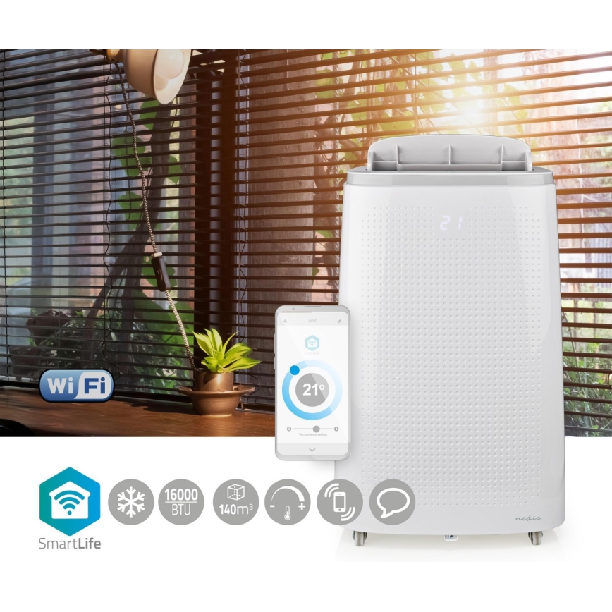 Smart mobil luftkonditionering 3i1 med kompletta tillbehör 1800W/230V 16000 BTU Wi-Fi + fjärrkontroll
