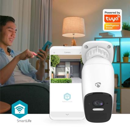 Smart utomhus uppladdningsbar kamera med sensor SmartLife 4MP Quad HD 1440p 5V/5200mAh Wi-Fi Tuya IP66