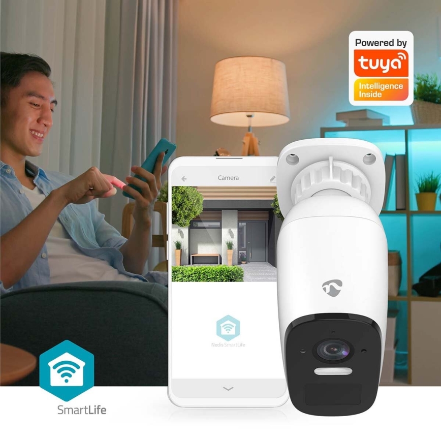 Smart utomhus uppladdningsbar kamera med sensor SmartLife 4MP Quad HD 1440p 5V/5200mAh Wi-Fi Tuya IP66