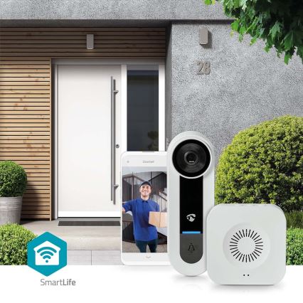 Trådlös videodörrklocka med sensor Full HD 1536p Wi-Fi IP65