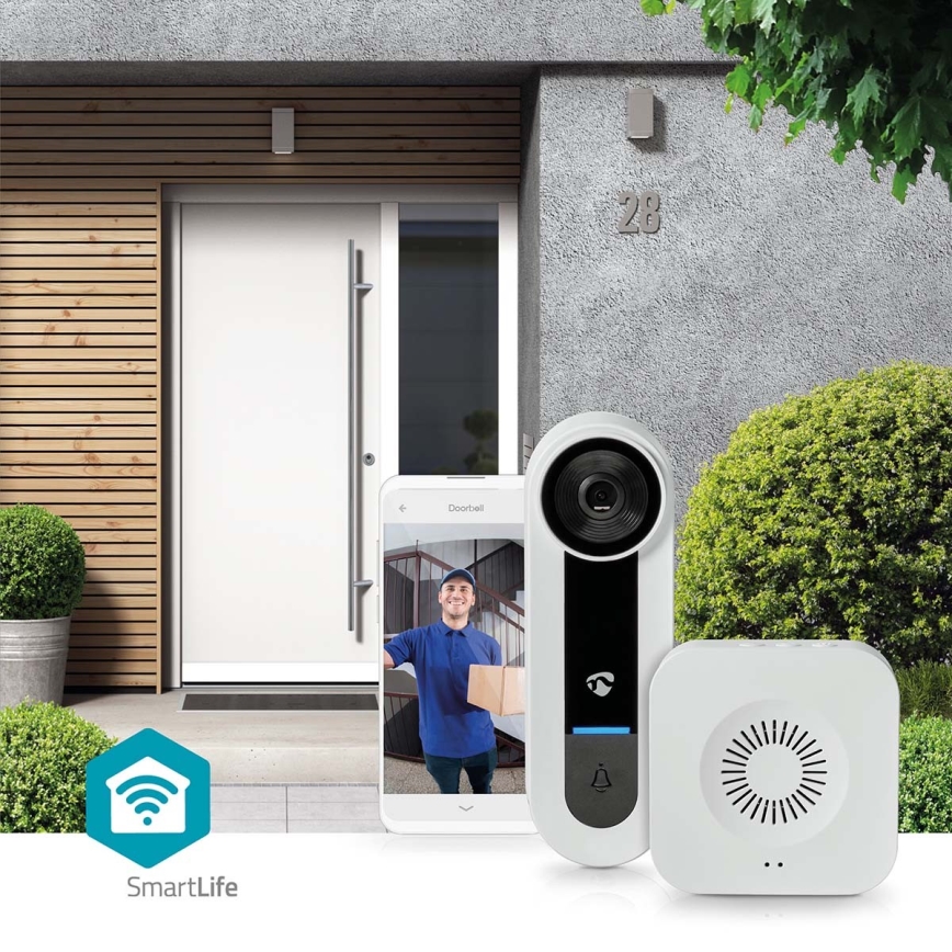 Trådlös videodörrklocka med sensor Full HD 1536p Wi-Fi IP65