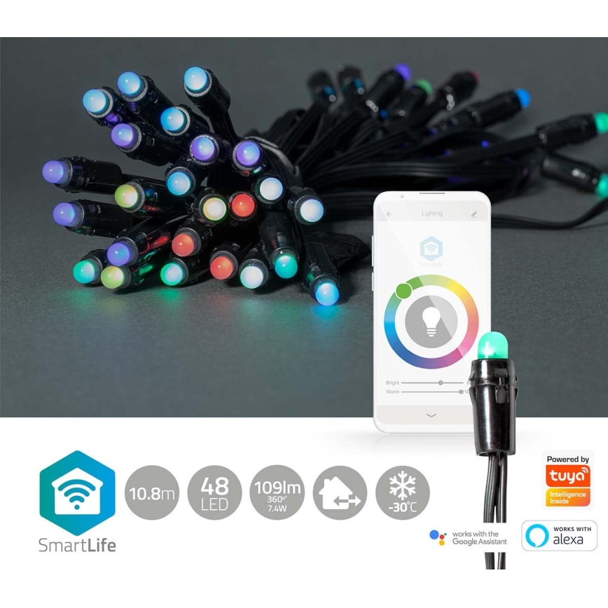 Utomhus julljusslinga  48xLED 13,8m IP65 Wi-Fi Tuya
