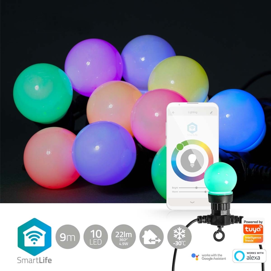 LED RGB Utomhus Dekorativ slinga  10xLED 12m IP65 Wi-Fi Tuya
