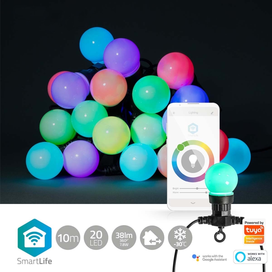 LED RGB Utomhus Dekorativ slinga  20xLED/8 funktioner 13m IP65 Wi-Fi Tuya