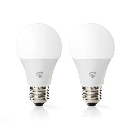 Nedis WIFILRC20E27 - SET 2xLED RGBW Dimbar glödlampa E27/9W Wi-Fi 2700-6500K