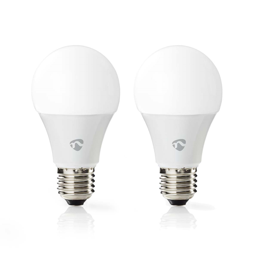 Nedis WIFILRC20E27 - SET 2xLED RGBW Dimbar glödlampa E27/9W Wi-Fi 2700-6500K
