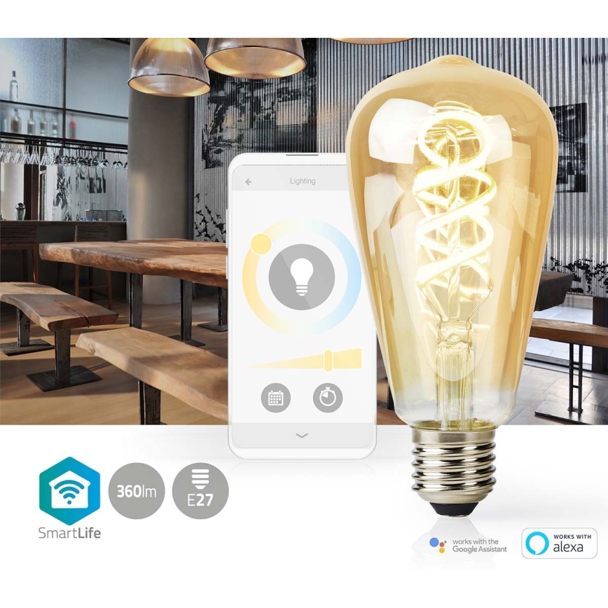 LED Dimbar glödlampa ST64 E27/4,9W/230V Wi-Fi 1800-6500K