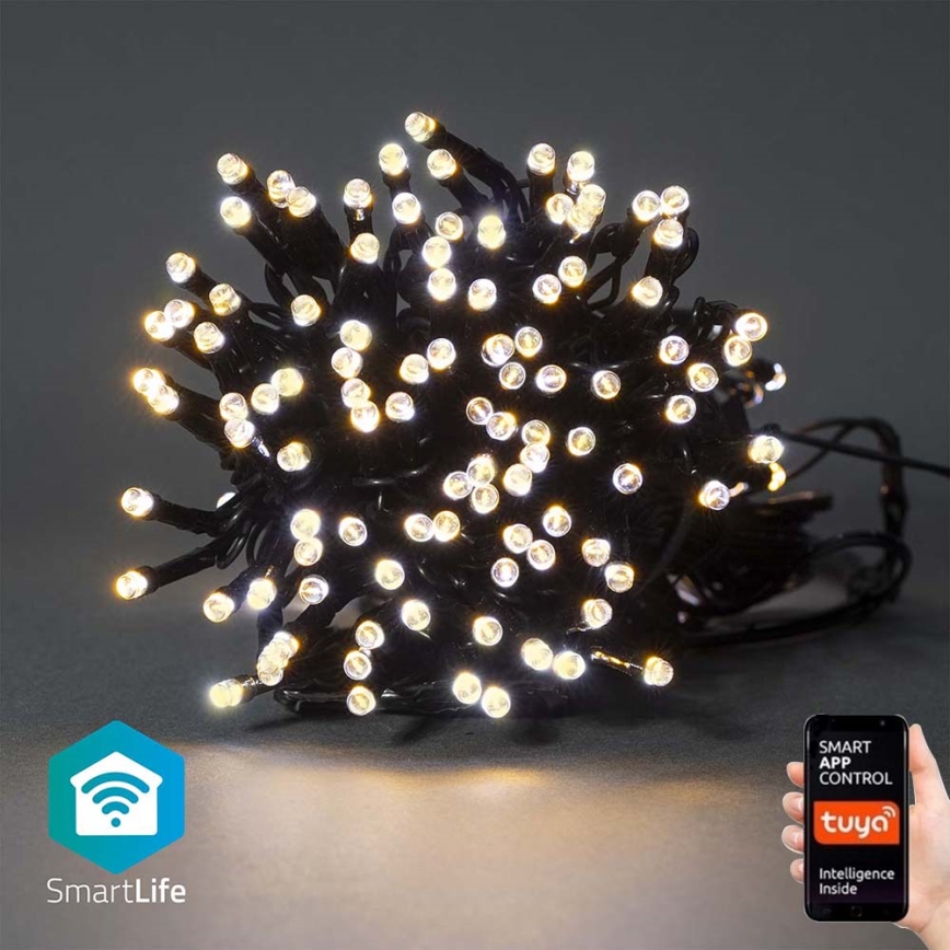 Nedis WIFILX01W200-LED Julslinga 200xLED/8 funktioner 25m IP65 Wi-Fi Tuya varm