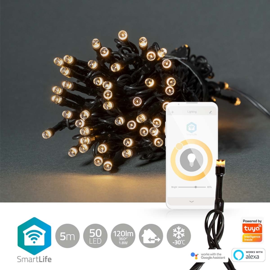 Nedis WIFILX01W50 - LED Julslinga 50xLED/8 funktioner 10m IP65 Wi-Fi Tuya varm