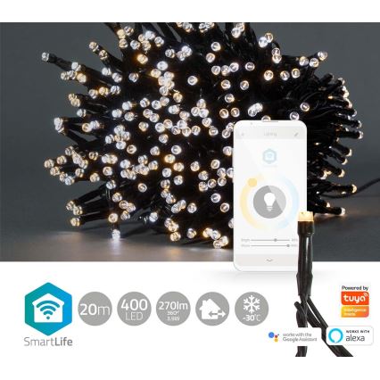 LED julkedja för utomhusbruk 400xLED/8 funktioner 25m IP65 Wi-Fi Tuya warm to kall vit
