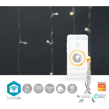 LED Utomhus Julgardin 200xLED/8 funktioner 6m IP65 Wi-Fi Tuya varm vit