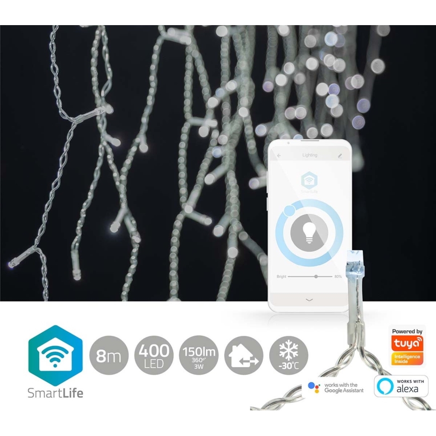 LED Julgardin 400xLED/8 funktioner 11m IP65 Wi-Fi Tuya