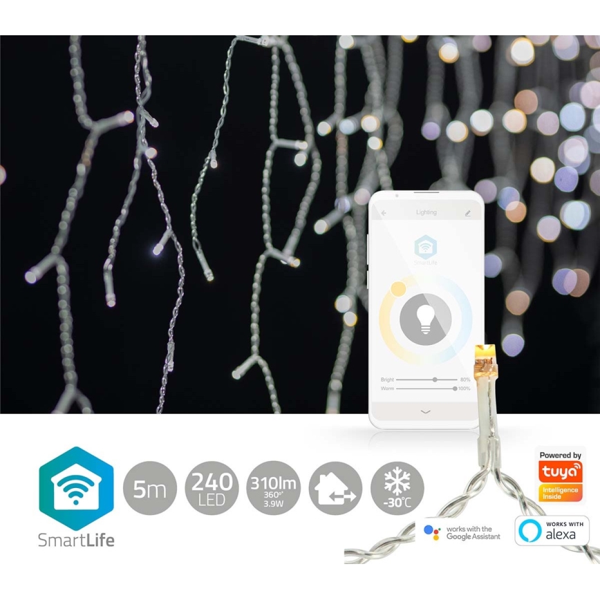 LED Christmas curtain 240xLED/11 functions 8m IP65 Wi-Fi Tuya warm to cool vit