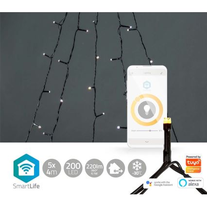 LED utomhus julgardin 200xLED/8 funktioner 5x7m IP65 Wi-Fi Tuya