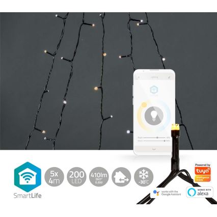 LED Utomhus julgardin 200xLED/8 funktioner 5x7m IP65 Wi-Fi Tuya varm till kall vit