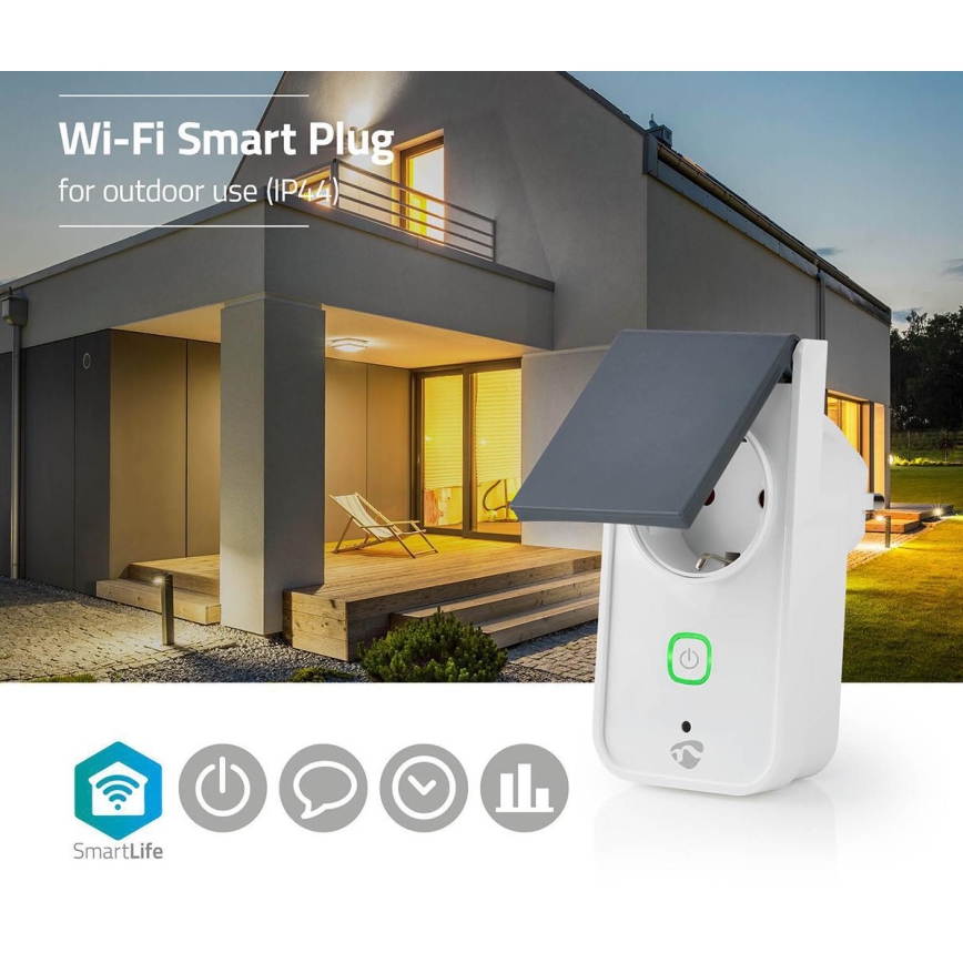 Smart utomhus uttag 3680W/230V/Typ F SCHUKO/16A Wi-Fi IP44