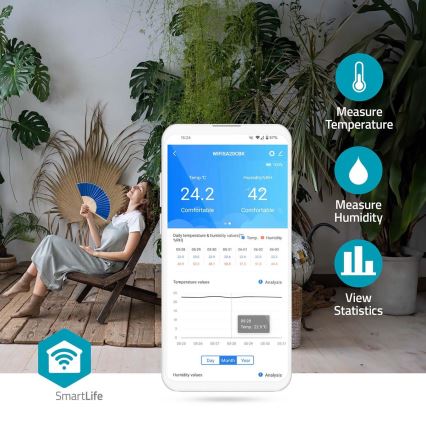 Set med ätpinnar med LED display SmartLife Wi-Fi