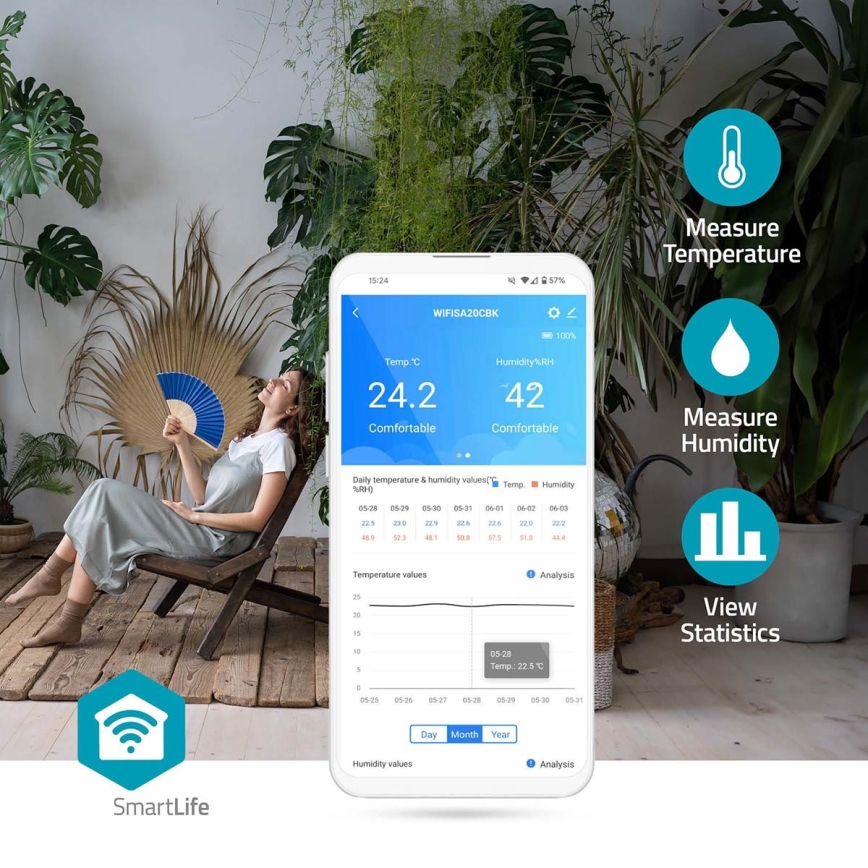 Set med ätpinnar med LED display SmartLife Wi-Fi