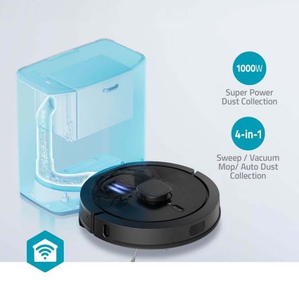 Smart robotdammsugare med mopp SmartLife Wi-Fi Tuya svart + fjärrkontroll