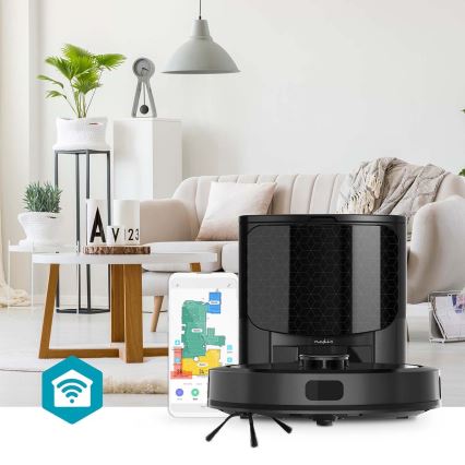 Smart robotdammsugare med mopp SmartLife Wi-Fi Tuya svart + fjärrkontroll