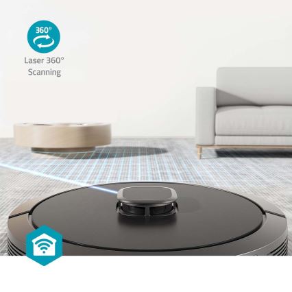 Smart robotdammsugare med mopp SmartLife Wi-Fi Tuya svart + fjärrkontroll