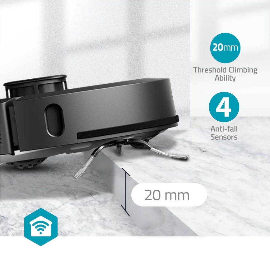 Smart robotdammsugare med mopp SmartLife Wi-Fi Tuya svart + fjärrkontroll