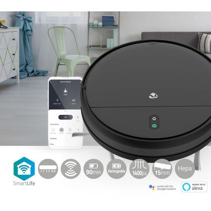 Smart robotdammsugare med mopp 28W/2500 mAh Wi-Fi svart + fjärrkontroll