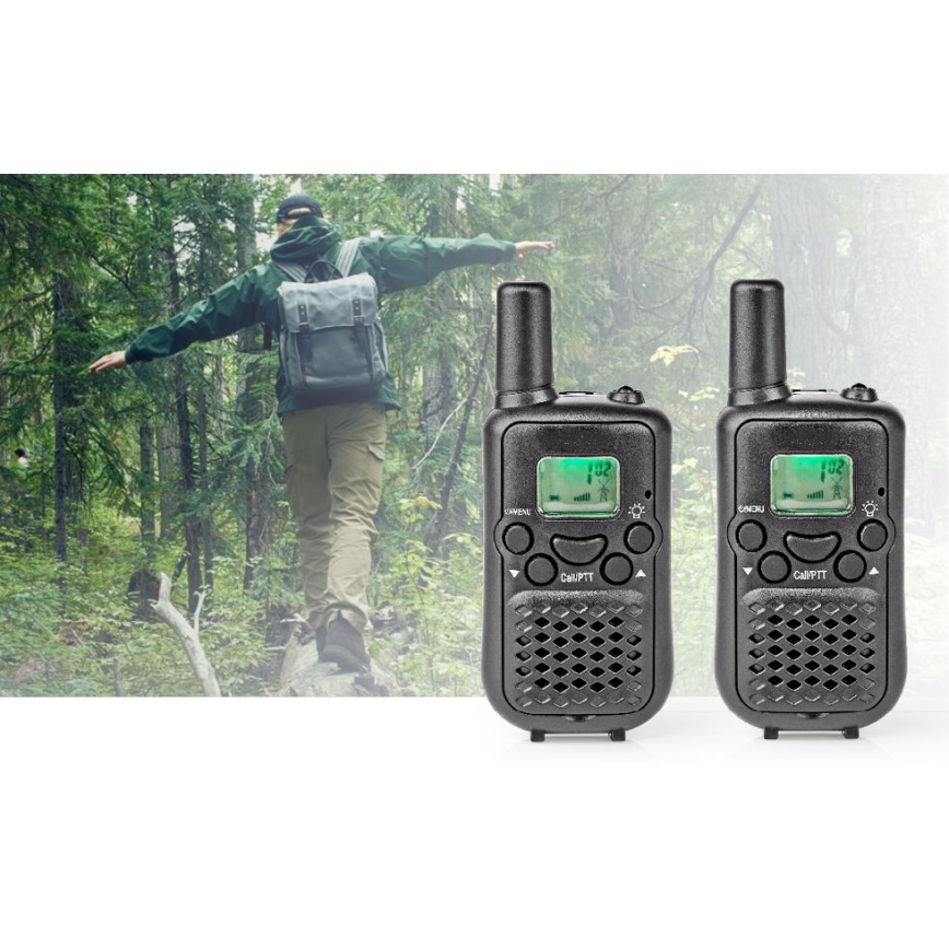 KIT 2x Walkie-talkie med LED-ljus 3xAAA räckvidd 5 km