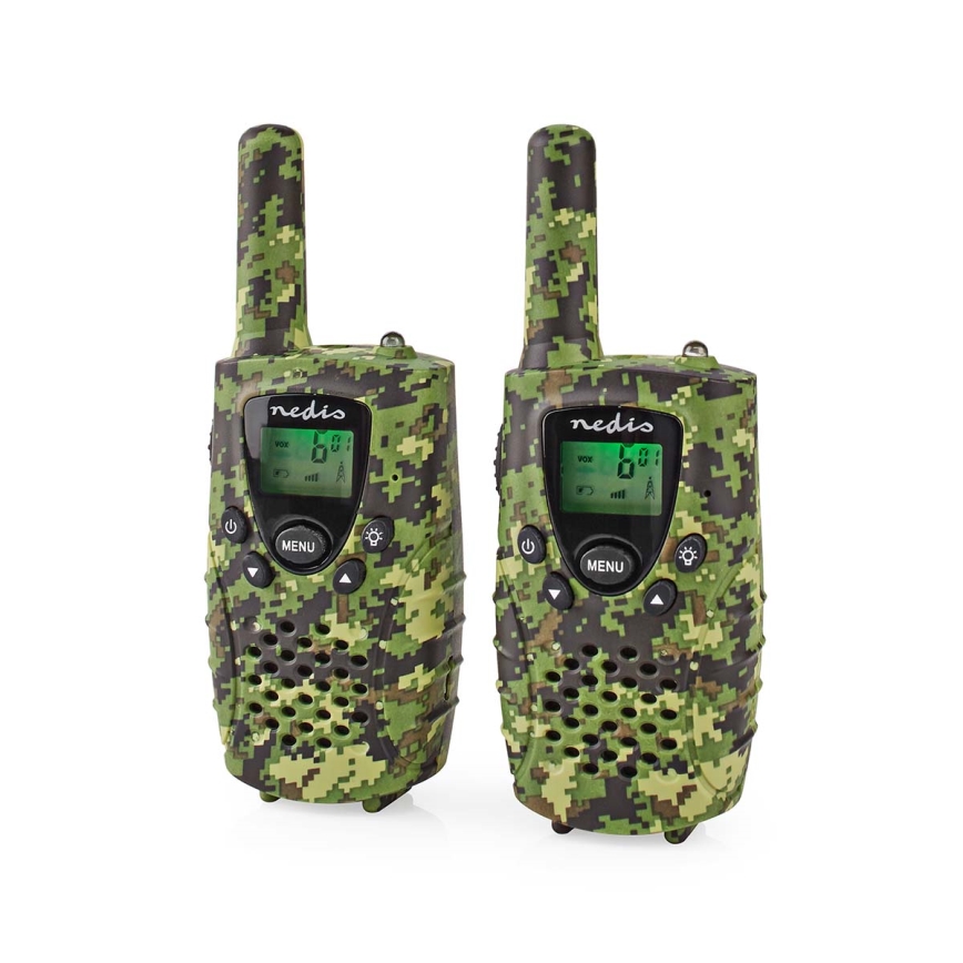 KIT 2x Walkie-talkie with LED-lampa 3xAAA range 8 km camouflage