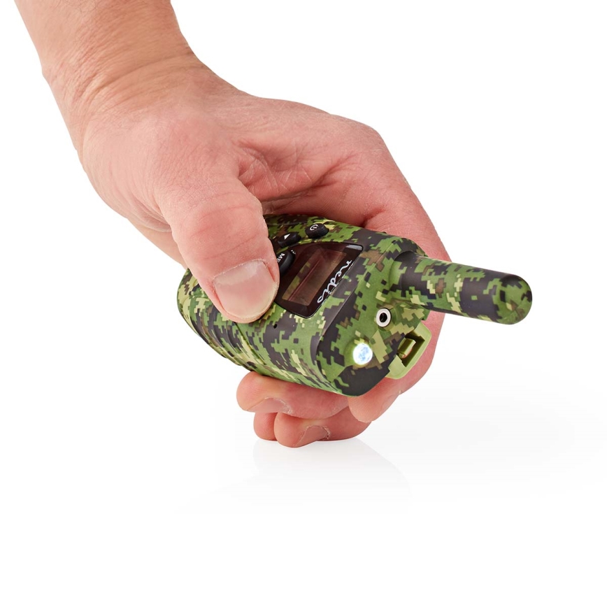 KIT 2x Walkie-talkie with LED-lampa 3xAAA range 8 km camouflage