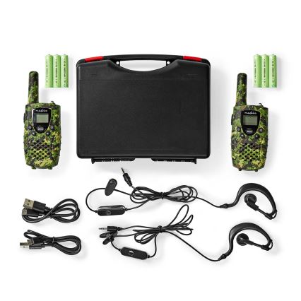 KIT 2x Walkie-talkie with LED-lampa 3xAAA range 8 km camouflage