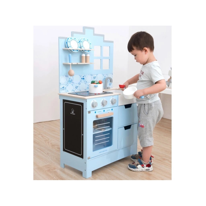 New Classic Toys - Träkök med tillbehör blå