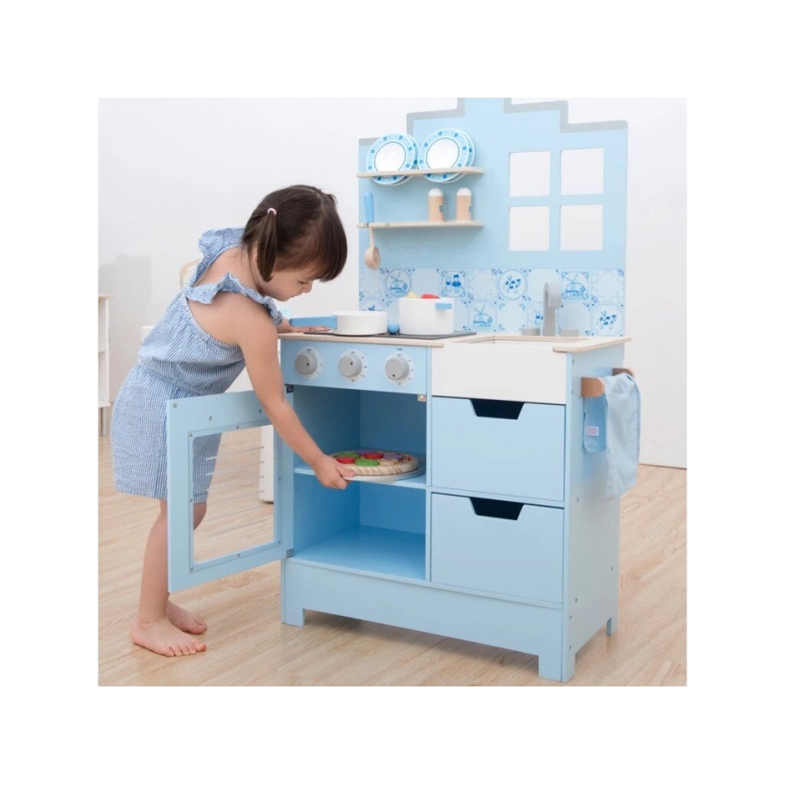 New Classic Toys - Träkök med tillbehör blå