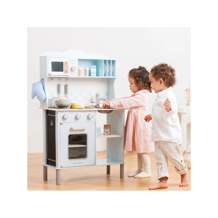 New Classic Toys - Träkök med tillbehör ljusblå