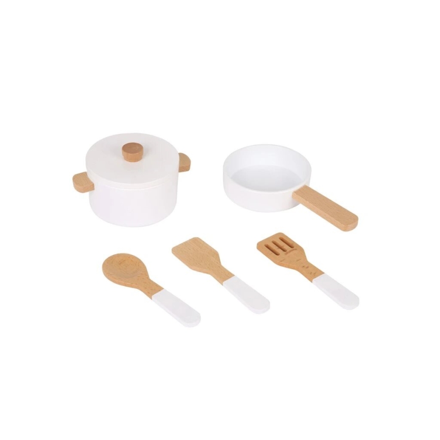 New Classic Toys - Träkök med tillbehör vit/marmordekor