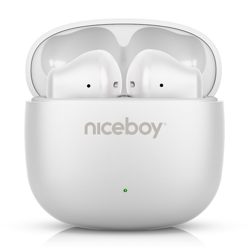 Niceboy Beans 4 POP - Trådlös earphones 200 mAh + 2x 30 mAh IPX4 vit