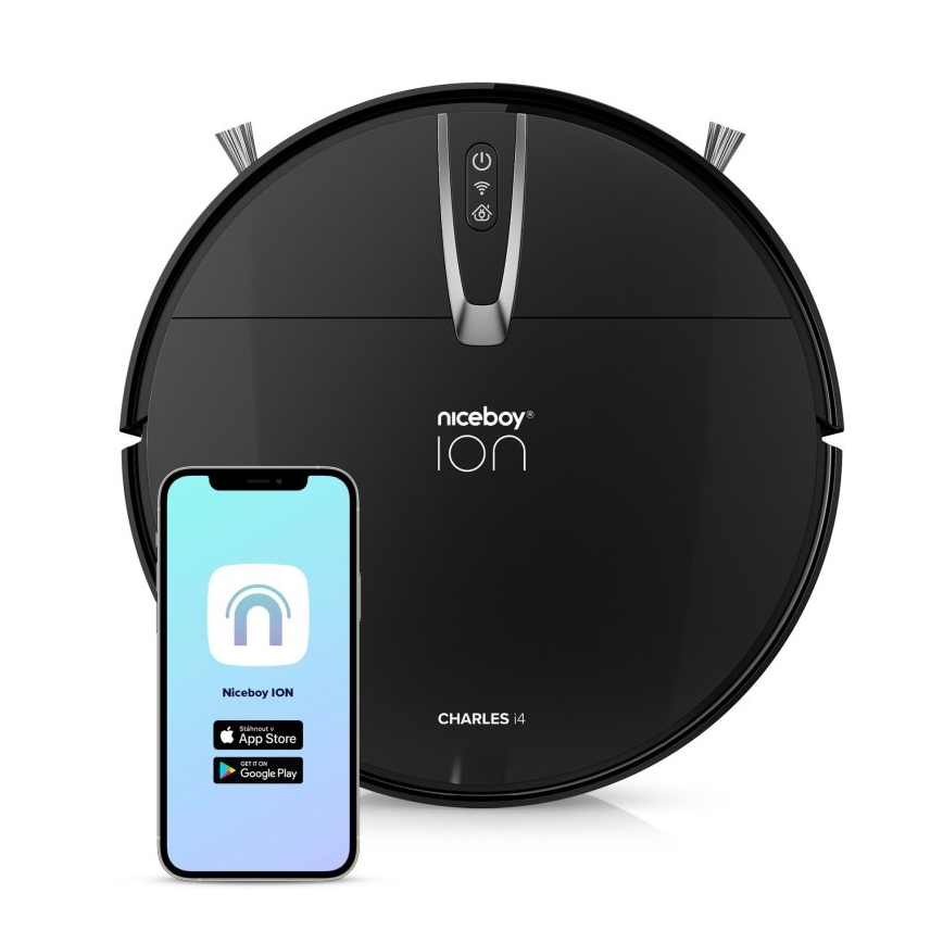 Niceboy ION Charles i4 - Smart robotdammsugare 2-i-1 4400 mAh Wi-Fi svart + fjärrkontroll