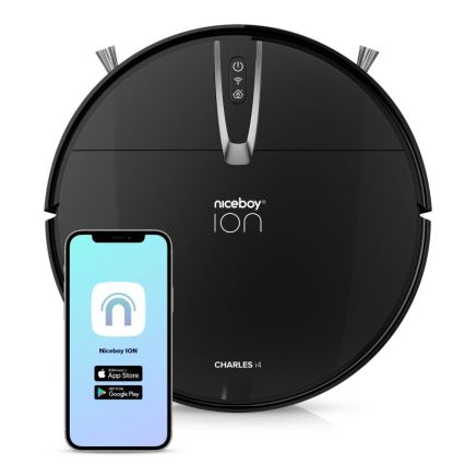 Niceboy ION Charles i4 - Smart robotdammsugare 2i1 4400 mAh Wi-Fi svart + fjärrkontroll