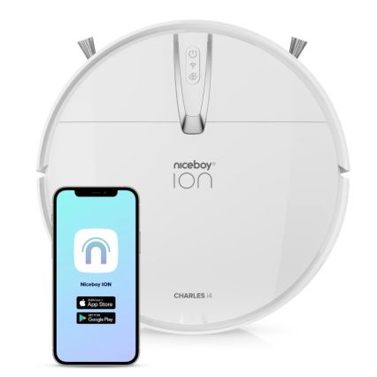 Niceboy ION Charles i4 - Smart robotdammsugare 2i1 4400 mAh Wi-Fi vit + fjärrkontroll