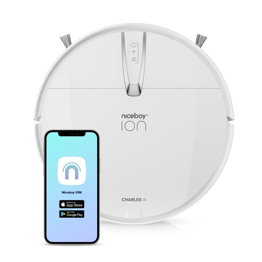 Niceboy ION Charles i4 - Smart robotdammsugare 2i1 4400 mAh Wi-Fi vit + fjärrkontroll